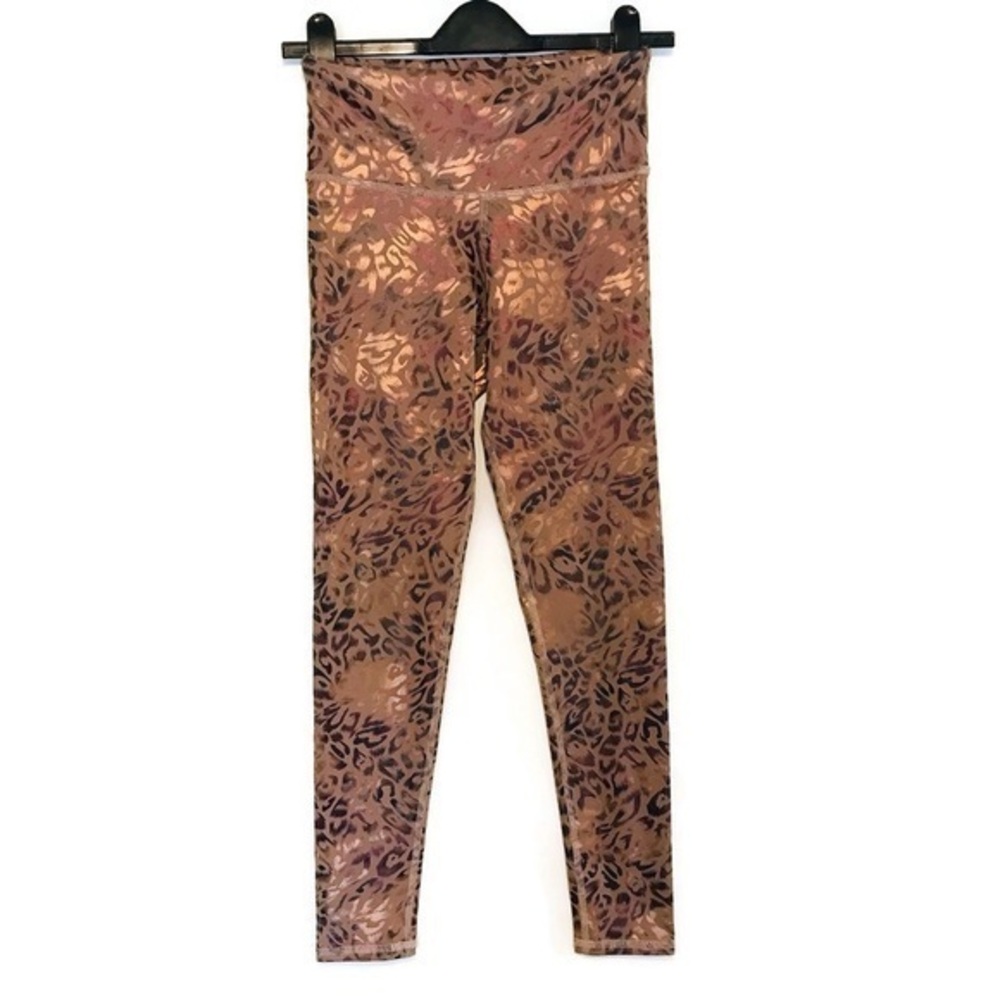 Venor Rose Gold Liquid Leopard Print High Rise Metallic Leggings size 1 Small